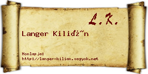 Langer Kilián névjegykártya